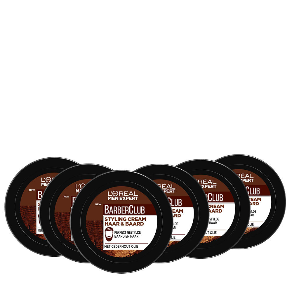 Lâ€™OrÃ©al Paris Men expert Men Expert BarberClub Beard & Hair Styling Cream - 6 x 75ml - Multiverpakking