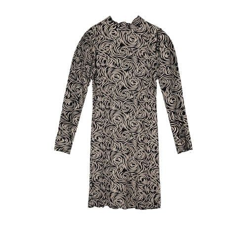 Like Flo Young jurk Monai met all over print antraciet/wit