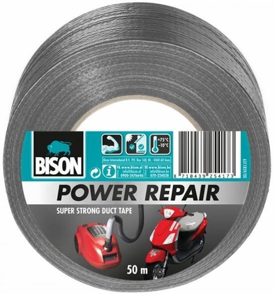 Massamarkt Bison Power repair tape grijs 50mtrx6cm