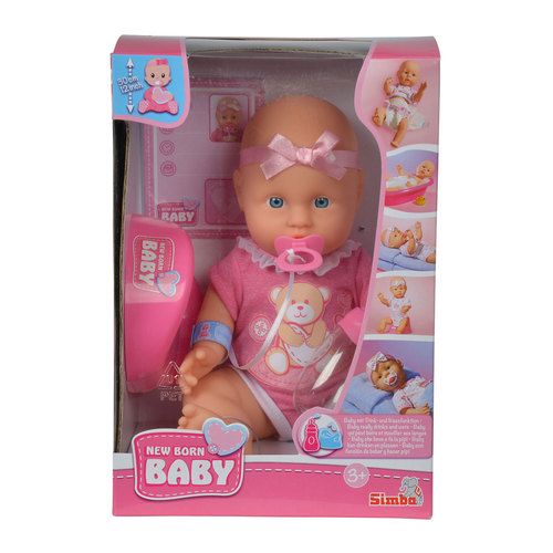 Simba New Born Baby - Cute Doll - 30cm - Drink en plasfunctie - Babypop - Roze