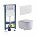 Geberit QeramiQ Dely Swirl Toiletset - 36.5x53cm - Geberit UP100 inbouwreservoir - slim zitting - witte bedieningsplaat - ronde knoppen - glans wit