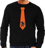 Bellatio Decorations Shoppartners Bv Zwarte fan sweater voor heren - oranje leeuw stropdas - Holland / Nederland supporter - EK/ WK trui / outfit L