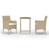 vidaXL 5-delige Bistroset Poly Rattan en Gehard Glas Beige