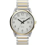 Timex Easy Reader 40 mm herenhorloge - tweekleurige roestvrijstalen expansieband, witte wijzerplaat, tweekleurige kast TW2W52100