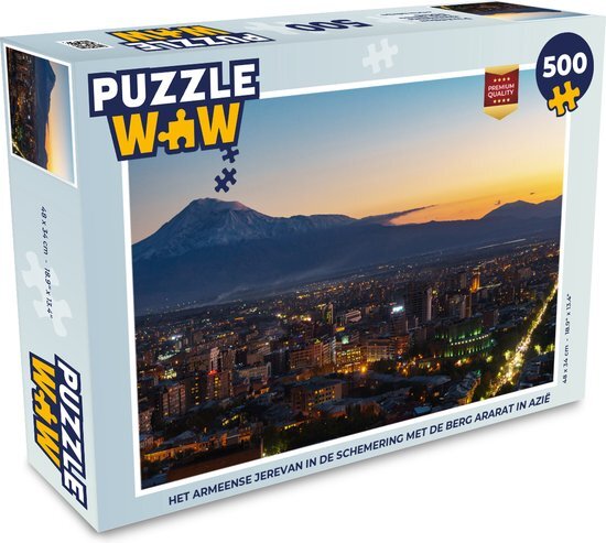 MuchoWow Puzzel Het Armeense Jerevan in de schemering met de berg Ararat in Azië - Legpuzzel - Puzzel 500 stukjes