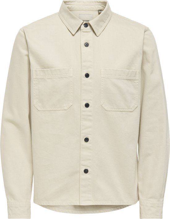 ONLY&SONS ONSTIMES 0348 REG OVERSHIRT Heren Lange Mouw Katoen L Silver Lining