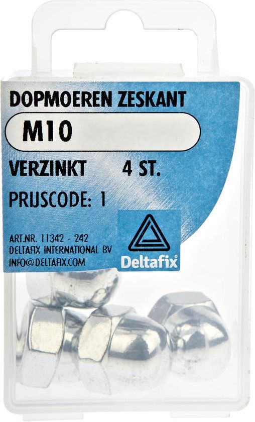 Deltafix Dopmoer Zeskant Verzinkt M10 DIN 1587 4 Stuks