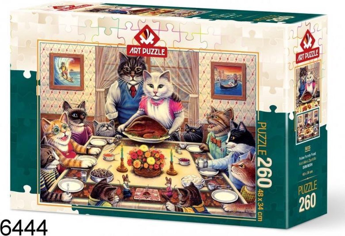 Art Puzzle Art puzzel, legpuzzel, feline family feast, 260 stukjes