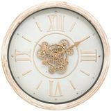 Atmosphera Wandklok Florence - Vintage Wood - 50 cm - Beige/Wit