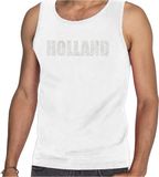 Bellatio Decorations Glitter Holland tanktop wit met steentjes/rhinestones voor heren - Oranje fan shirts - Holland / Nederland supporter - EK/ WK top / outfit XXL
