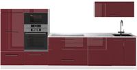 Vicco Complete keukeneenheid Fame-Line, Bordeauxrode hoogglans/Wit, 340 cm, WB Marmer