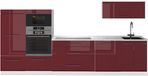 Vicco Complete keukeneenheid Fame-Line, Bordeauxrode hoogglans/Wit, 340 cm, WB Marmer