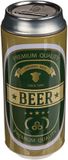 Out of the Blue Spaarpot blikje Bier/Beer - metaal - groen/goud - Drank thema - 16 cm