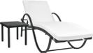 vidaXL Lit de jardin avec coussin et table poly rotin noir