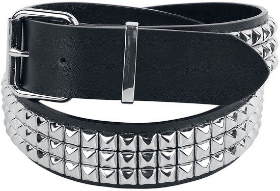 Black Premium by EMP Zwarte drie-rijige studded riem - Unisex - 105 cm