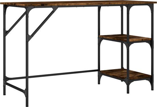 vidaXL Bureau 120x50x75 cm metaal en bewerkt hout gerookt eikenkleurig