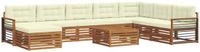 vidaXL - Hoek loungeset - 8 zitplekken - Massief Acacia Hout - Natuurlijk en Crème