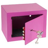 HMF Kleine kluis met sleutel, meubelkluis, 23 x 17 x 17 cm, roze