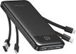Charmast Powerbank, 10.000 mAh, met geïntegreerde kabels, USB C, draagbare | USB C draagbare oplader, 5 V/3 A powerbank led-display met 6 uitgangen en 3 ingangen voor iPhone Samsung Huawei Xiaomi