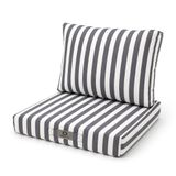Déco Arts Ensemble Coussins Salon Jardin 50x60 Rayure Gris Foncé - Premium 270g (assise + Dossier)