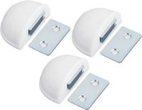AMIG Deurstop/deurmagneet - 3x - D48mm - zelfklevend - wit - kunststof
