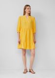 s.Oliver Robe longue en viscose Jaune Manches longues Col en V Coupe évasée Taille 44
