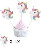 Heble® 24 Stuks Eenhoorn Prikkers - Cupcake Versiering - Unicorn