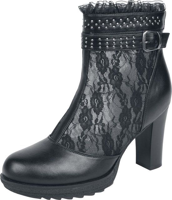 Gothicana Zwarte hoge hakken met rits bij de hiel en bandjes met studs - Dames - EU38