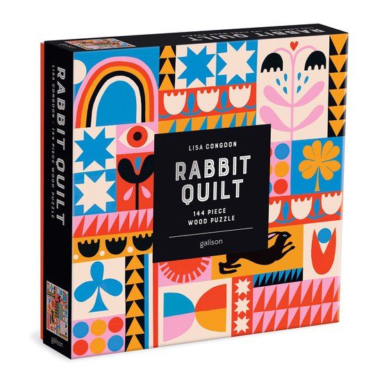 Galison Lisa Congdon Rabbit Quilt 144 Piece Wood Puzzle