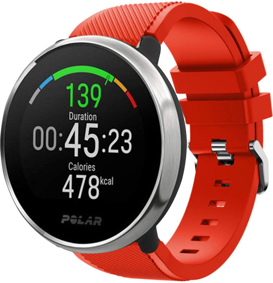 Strap-it Polar Ignite twill siliconen band - rood