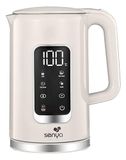 SENYA Elektrische waterkoker, 1,7 l, roestvrij staal, instelbare temperatuur 40-100 °C, lcd-display, houdt 2 uur warm, 5 programma's voor thee en koffie, 2200 W, sokkel 360°, dubbele wand