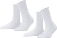 FALKE Happy 2-Pack W SO katoen, effen, 2 paar, damessokken, wit (White 2000), 39-42