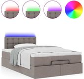 vidaXL Lit plateforme avec matelas et LED 120x200cm Tissu Taupe