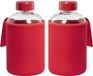 Merkloos / Sans marque Glazen waterfles/drinkfles softshell bescherm hoes - 2x - rood - 600 ml - Sportfles - Bidon - bpa vrij