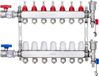 Verwarmingsverdeelstuk met 7 uitgangen voor vloerverwarming, geschikt voor 1/2" PEX-buis. Complete set