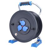 as - Schwabe Xperts Kunststoff Leer-Kabeltrommel für 40 m Kabel, Verlängerungskabel-Trommel ohne Leitung, Leertrommel mit 3 Schutzkontakt-Dosen 230 V, 16 A, IP44, Made in Germany, schwarz I 22620