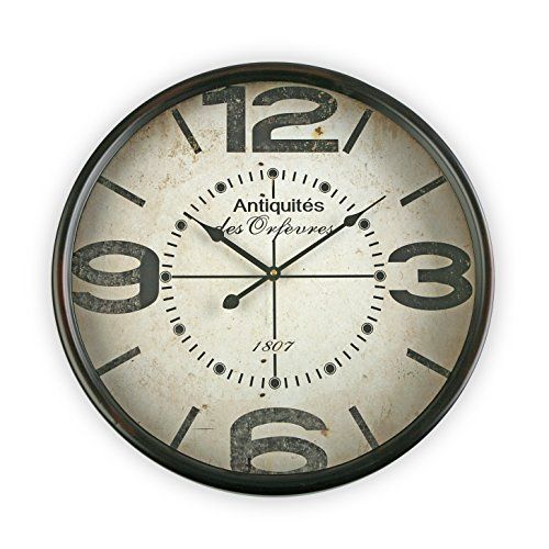 Versa Anti-aanbak-wandklok, stil, decoratief, voor keuken, woonkamer, eetkamer of kamer, klassieke stijl, bruin en beige