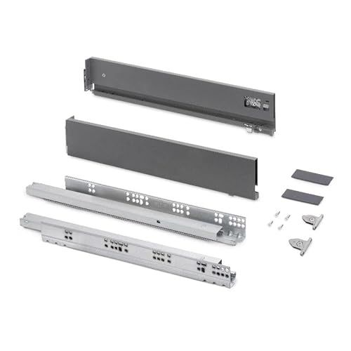 Emuca - Lade kit - 93x500mm - 60kg - Zachte sluiting - Antracietgrijs