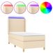 vidaXL Boxspringbed met matras en LED-verlichting, crème kleur, 140x200 cm, gestoffeerd