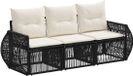 vidaXL Tuinbank - Set - 3 zitplaatsen - Zwart en Crèmewit - Polyrattan