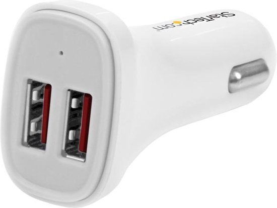 StarTech.com Dubbele USB autolader - dual USB - 24W/4.8A - 2 poorts - wit