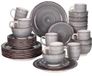Château Assiettes de dîner – 32 pièces – 8 personnes – Gris Céramique