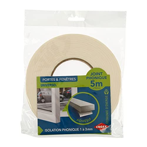 Cogex - Afdichtingstape voor deuren en ramen - Geluidsisolatie van zelfklevend schuim - 10 mm x 5 m (3 mm)