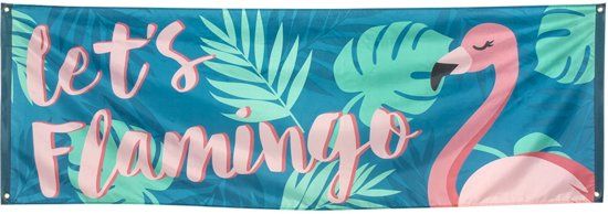 Partywinkel Hawaii Vlag Flamingo 220x74cm - Polyester