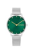 Tommy Hilfiger Analoog Kwartshorloge voor Dames met Roestvrijstalen of Leren Armband, Mesh-armband, Groen