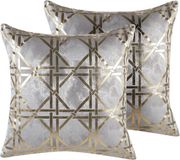 Beliani CASSIA - Sierkussen Set van 2 - Grijs - 45x45cm - Polyester