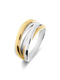 Lucardi Dames Zilveren bicolor ring - Ring - 925 Zilver - Zilver- en goudkleurig - 20 / 63 mm