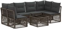 vidaXL Tuinbank - Set - 7 - st - Grijs - poly - rattan