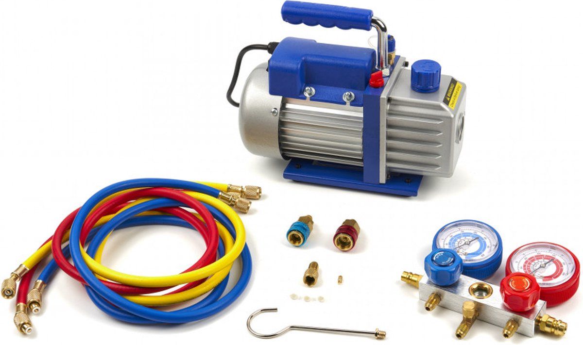 HBM Vacuumpomp 1-traps met 2-voudige manometerset (85 liter)