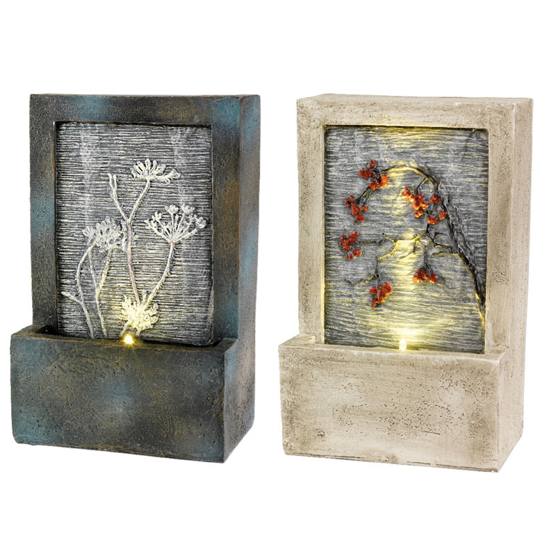 Lumineo LED Poly Fontein Met Bloem (binnen Of Buiten) 9.5x15x23cm